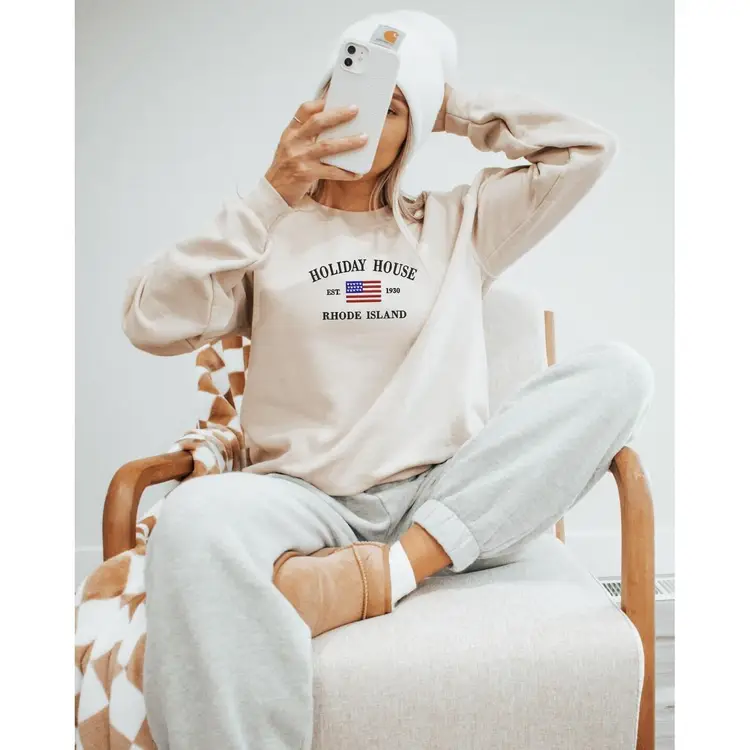 Embroidered Holiday House Sweatshirt | Rhode Island Crewneck | Swiftie Gift