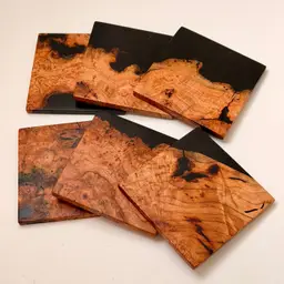 Storm-Salvaged Cherry Burl Coasters - Set of 6