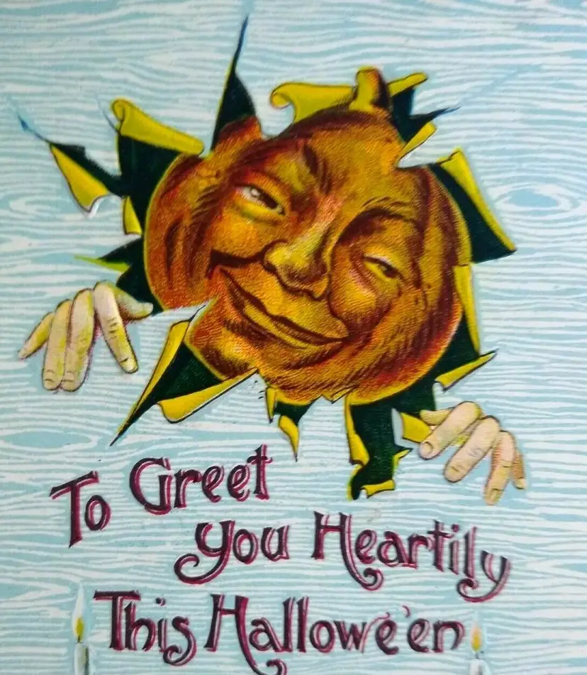 Halloween Postcard Gottschalk Fantasy Goblin Green JOL Black Cat Buffalo 1911