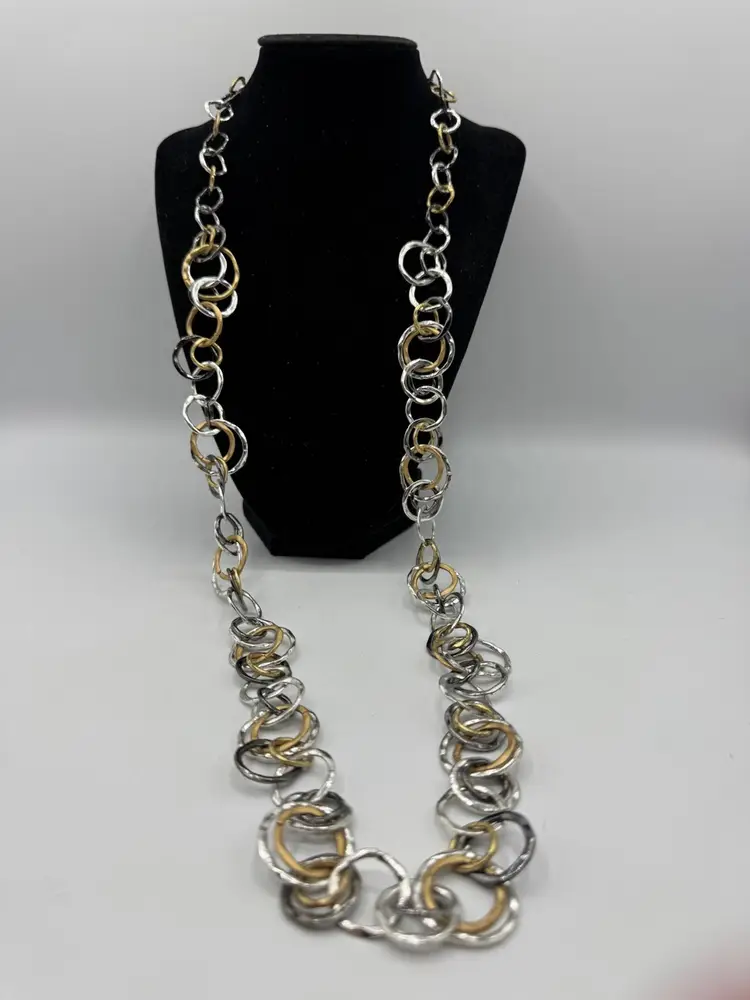 # 63 Long Tricolor Metal Necklace By ALFANI 34”