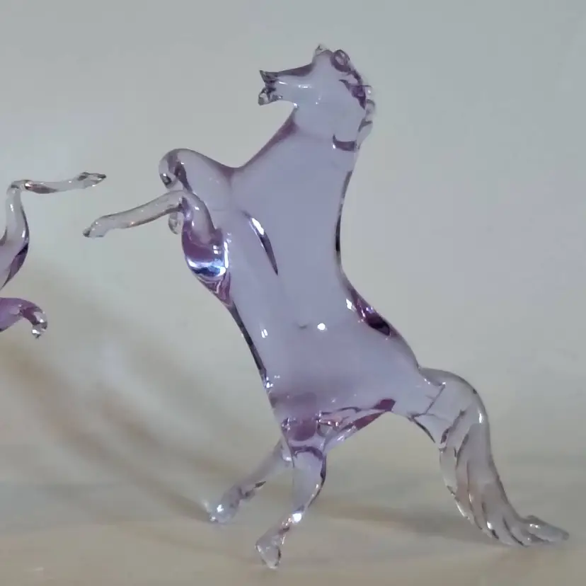 Vintage Murano Neodymium Alexandrite 6.5” Art Glass Rearing Horse Figurines, 2 Avail, Each Sold Separately!