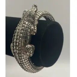 Brighton “Later Gator” Bangle, Silver Toned With Crystals