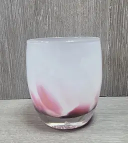 Glassybaby PETAL Glass Votive Candle Holder Glimmer Collection White Pink Red