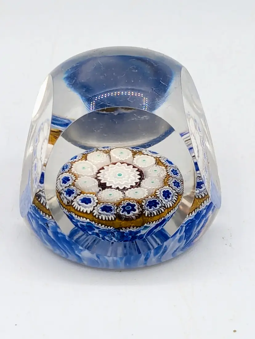 Mini Faceted Domed Top Paperweight Unsigned