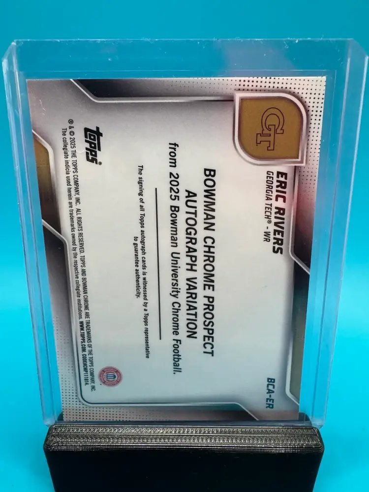 Eric Rivers 1st Bowman Chrome U Blue Refractor Auto /150 Georgia Tech Yellow Jackets