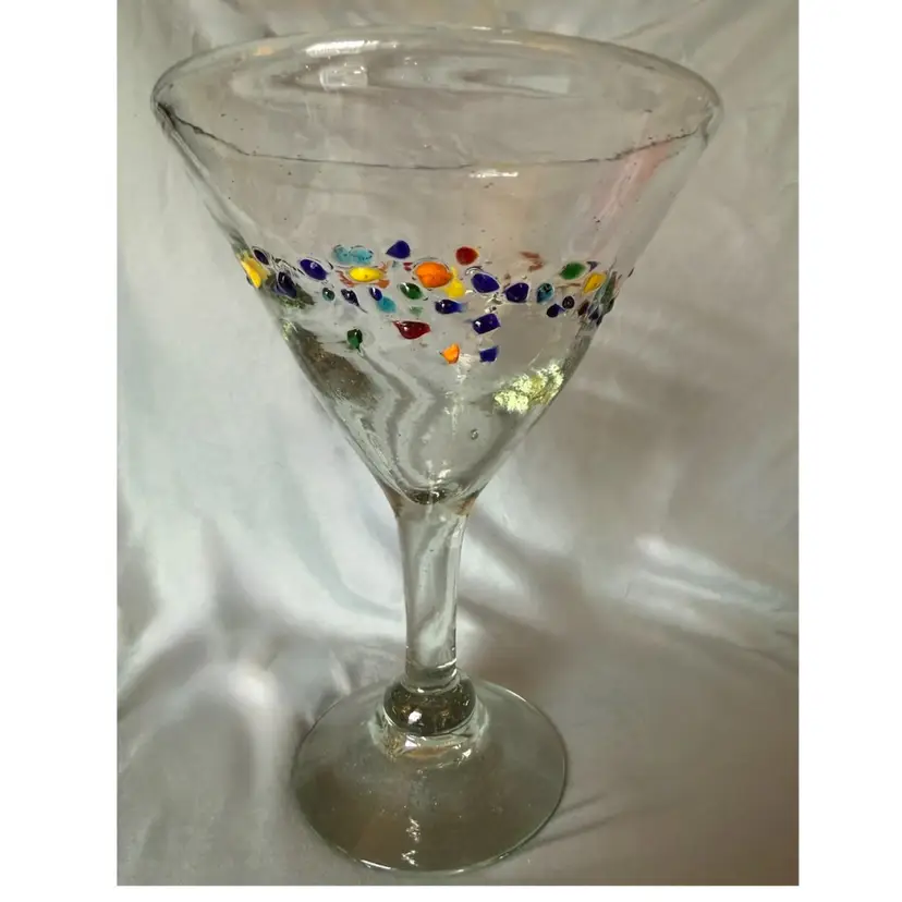 Hand Blown Confetti Martini Glass