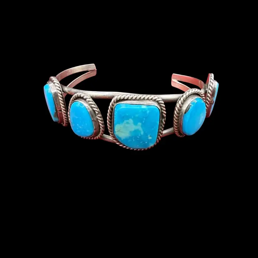 Native American Navajo 925 sterling silver turquoise cuff bracelet
