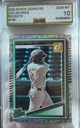 Leo de Vries 2025 Panini Donruss Rated Prospect #148 AGS 10