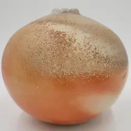 Earthy Toned Signed Hand Made Pottery Sphere Vase