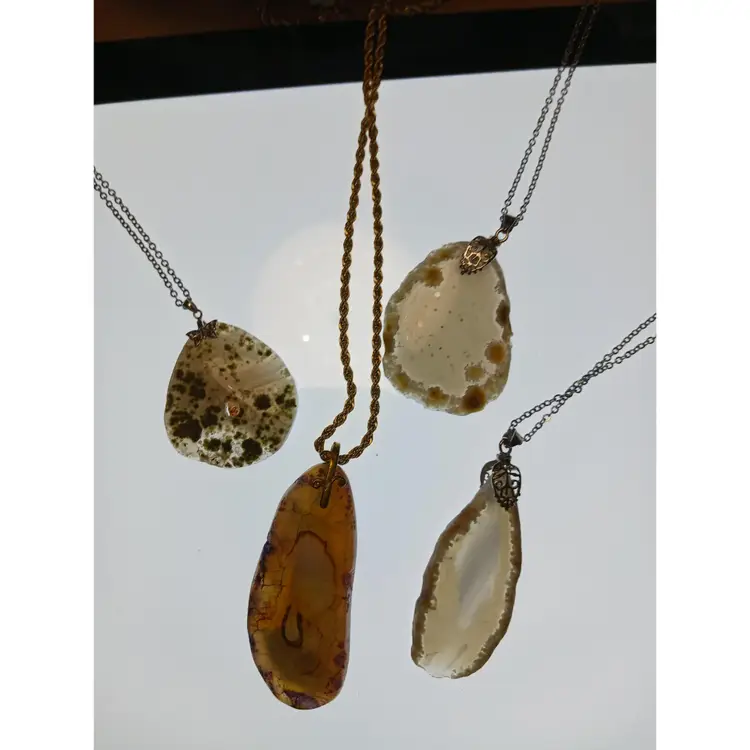 Four Gemstone Natural Form Sliced Necklaces