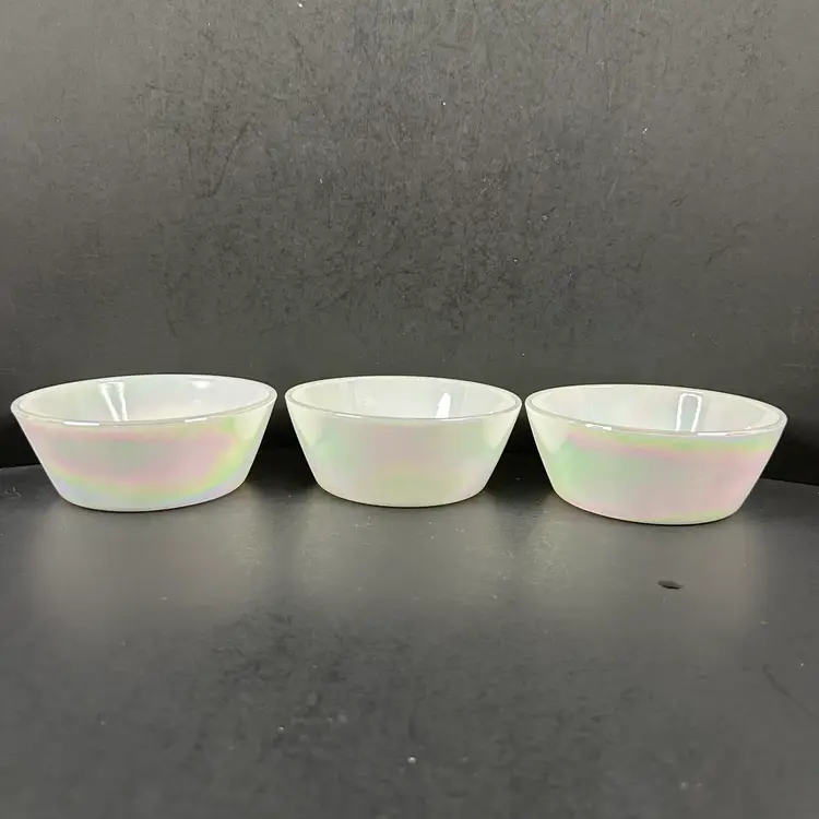 Vintage Set of 3 Federal Glass Moonglow Iridescent Pearl 5" Cereal Bowls