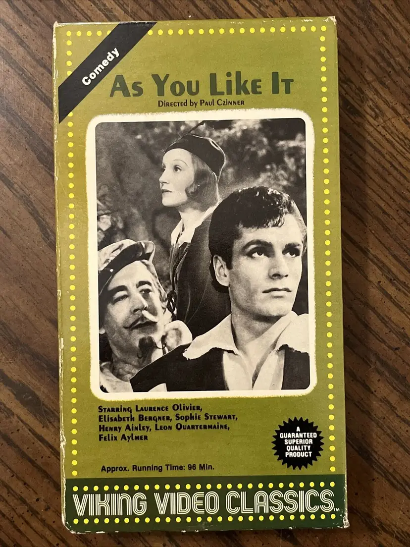 As You Like It VHS 1986 VCR Video Tape Movie Lawrence Olivier Sophie Stewart
