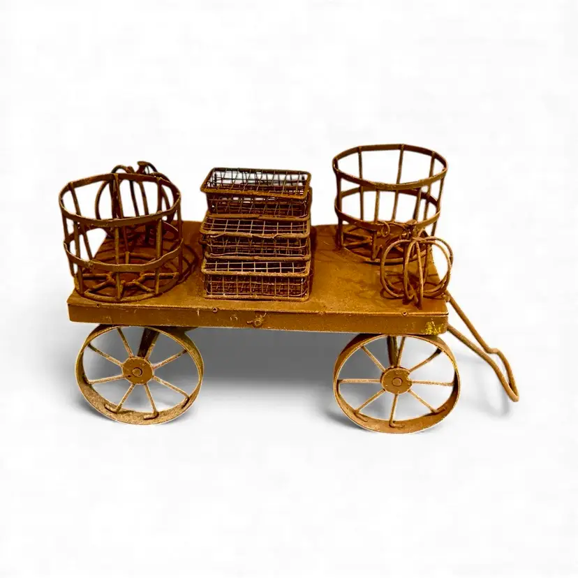 Brown Metal Old Cart Votive Candle Holder