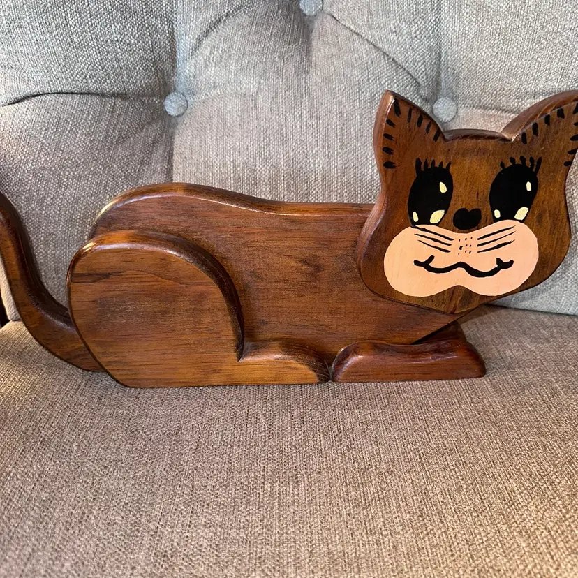 Vintage Wooden Cat Shelf Sitter Room Decor Retro MCM