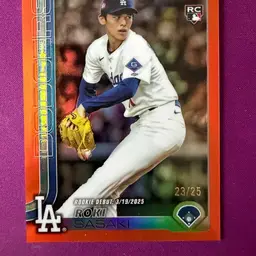 Roki Sasaki 2025 Topps Chrome Update Orange Refractor /25 Los Angeles Dodgers