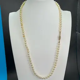 Sarah Coventry Faux Pearls Gold Clasp 22” Long