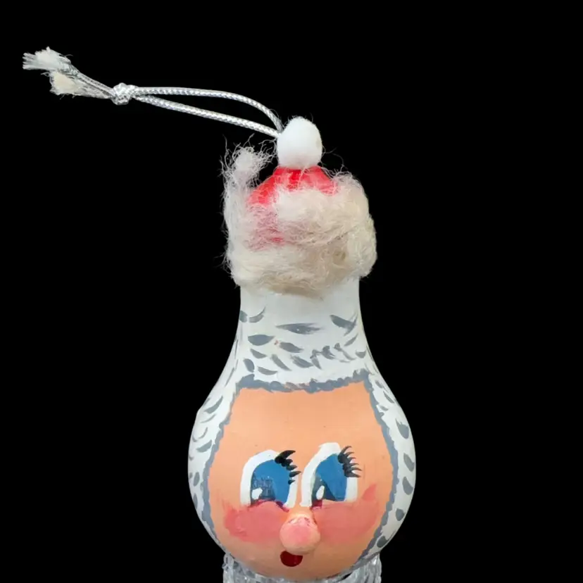 Vintage Folk Art Light Bulb Art Christmas Ornament Hand Painted