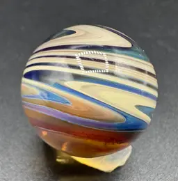 Signed Joshua Hamra HAM ‘06 Contemporary Art Glass Marble Swirl .97”