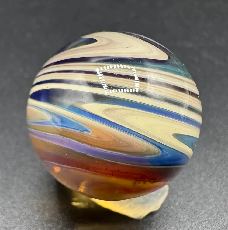 Signed Joshua Hamra HAM ‘06 Contemporary Art Glass Marble Swirl .97”