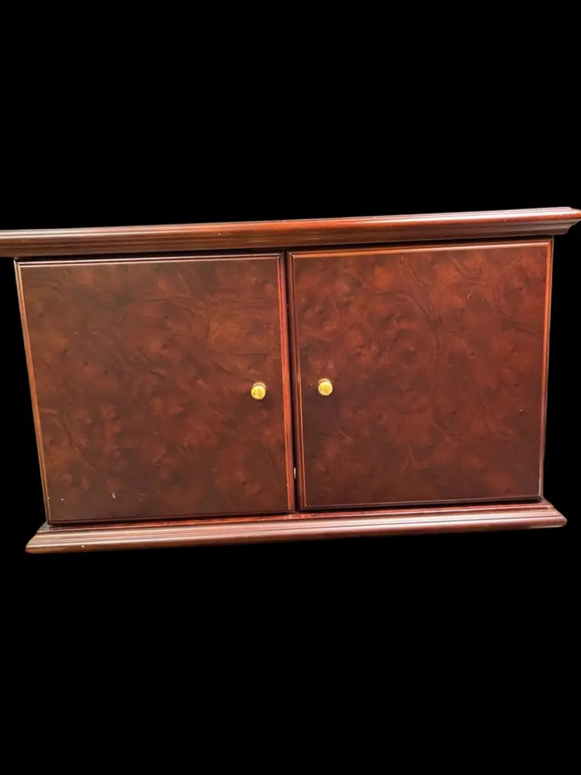 #01 13 1/2" Walnut Jewelry Box-6 Drawers-Brass Toned Hardware, Micro Fiber Interior