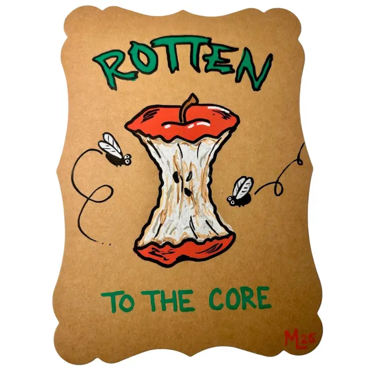 Made By Me, Hand Painted Greeting Card, Rotten