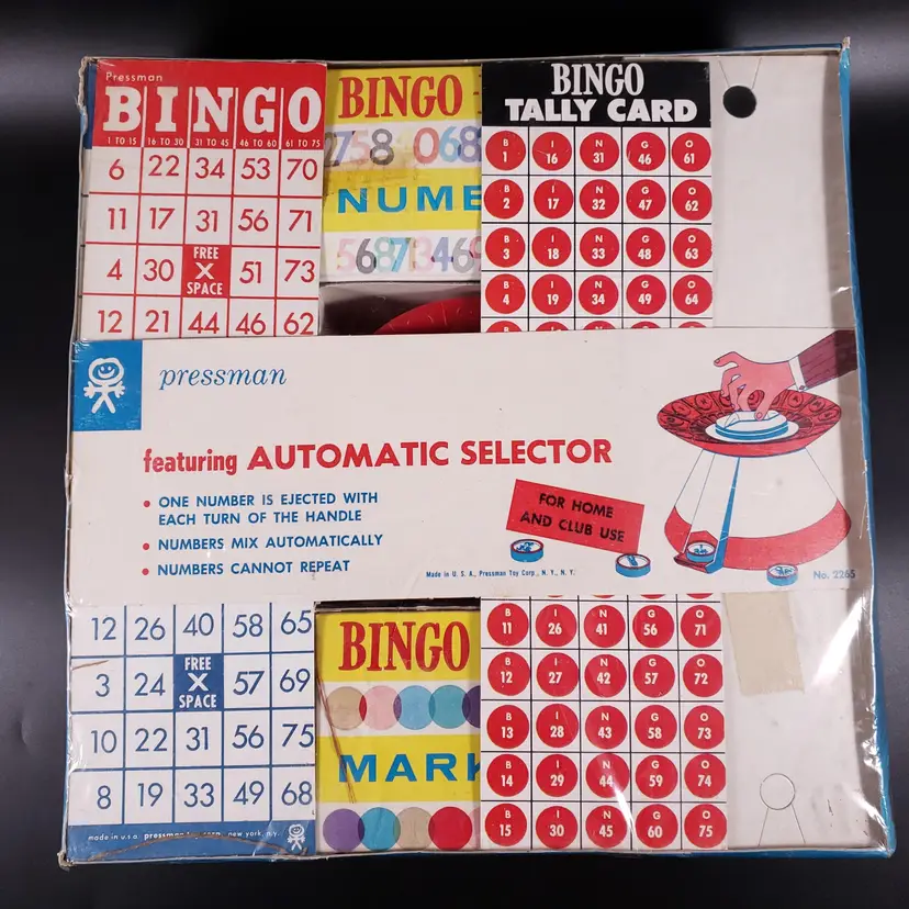 Vintage PRESSMAN Toy Corp  BINGO-RAMA No. 2265 Automatic Original Box NOS
