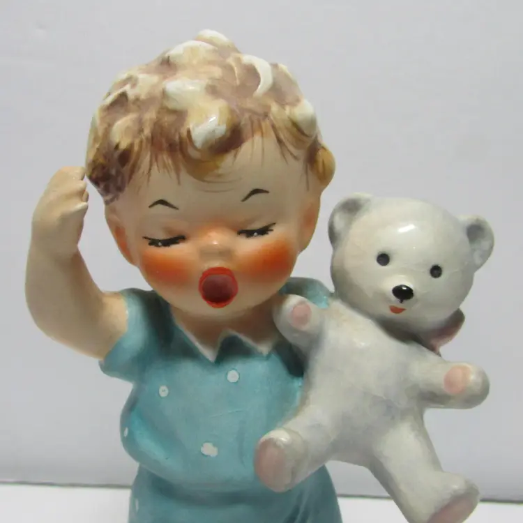 vintage Goebel Sleepy Head boy in pjs with teddy bear figure Charlot Byj