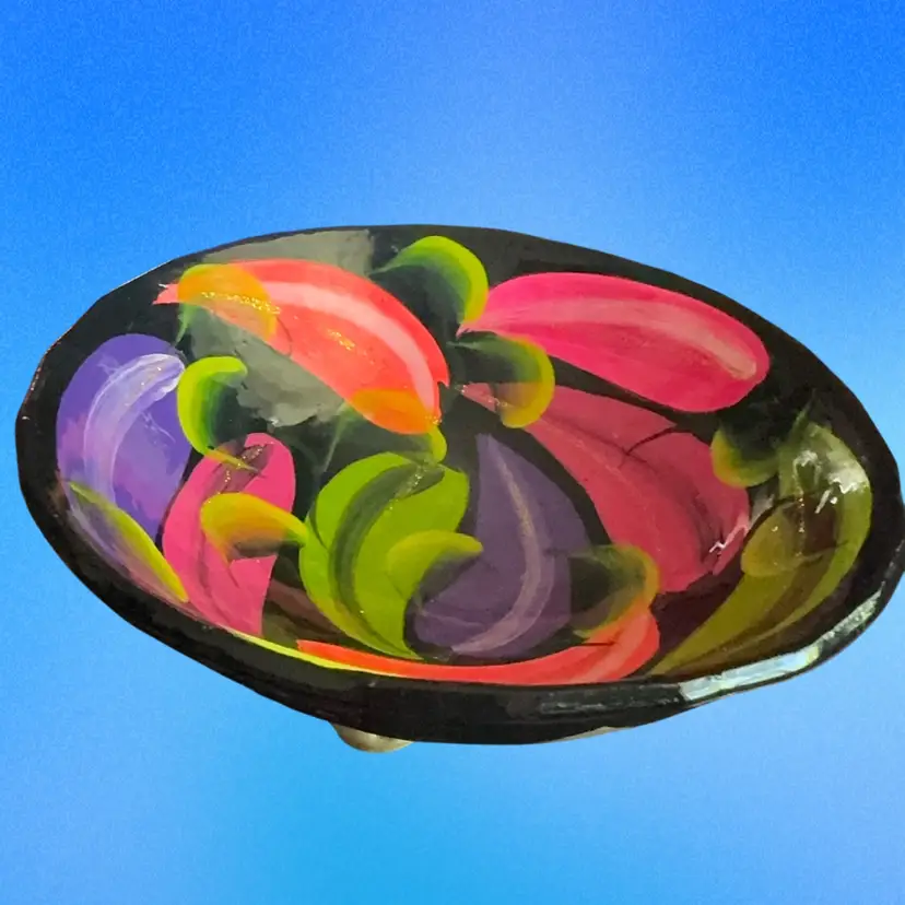 Mexican Talavera Pottery 3 Footed Salsa Bowl