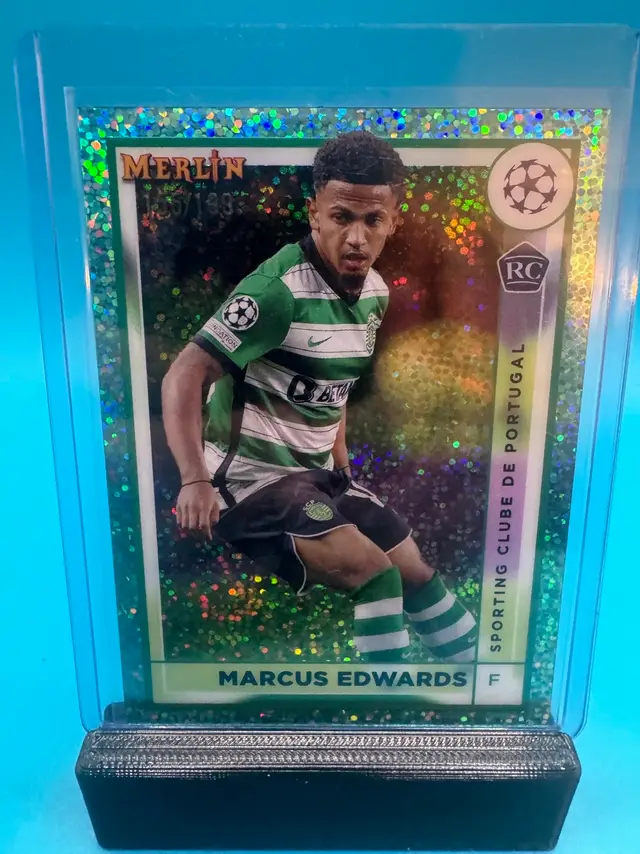 Marcus Edwards Topps Merlin Aqua Speckle Refractor /199 RC Sporting
