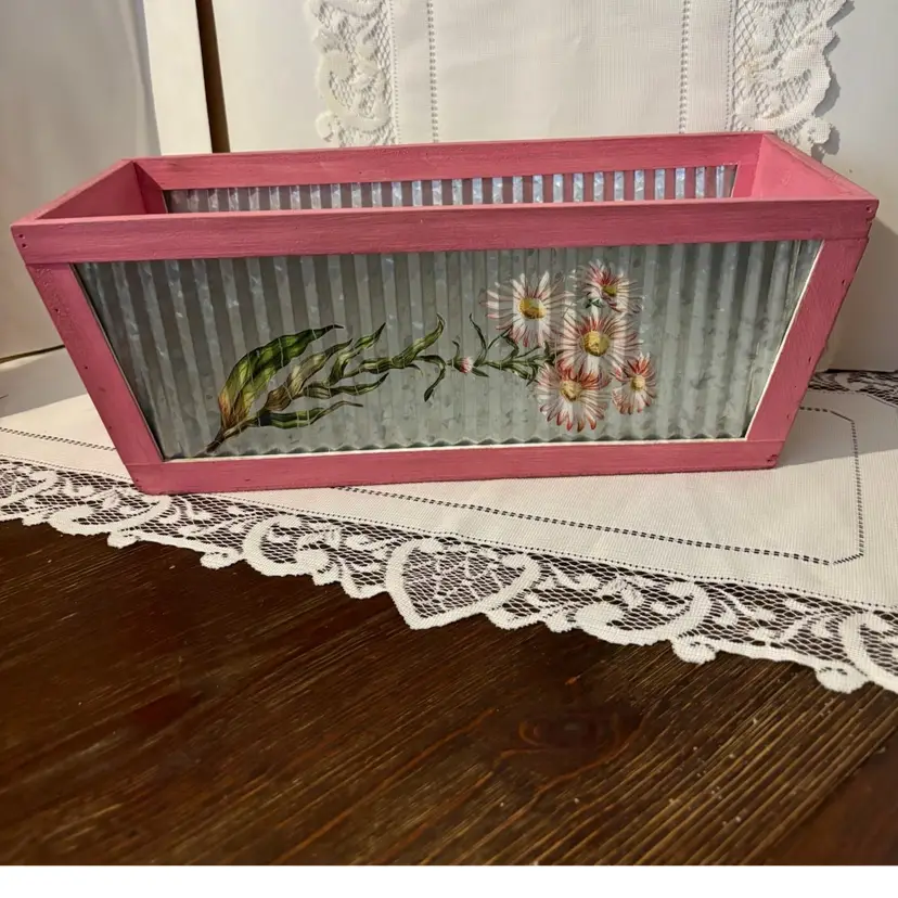 Up-Cycled Decorative Pink Box 15”x 6”
