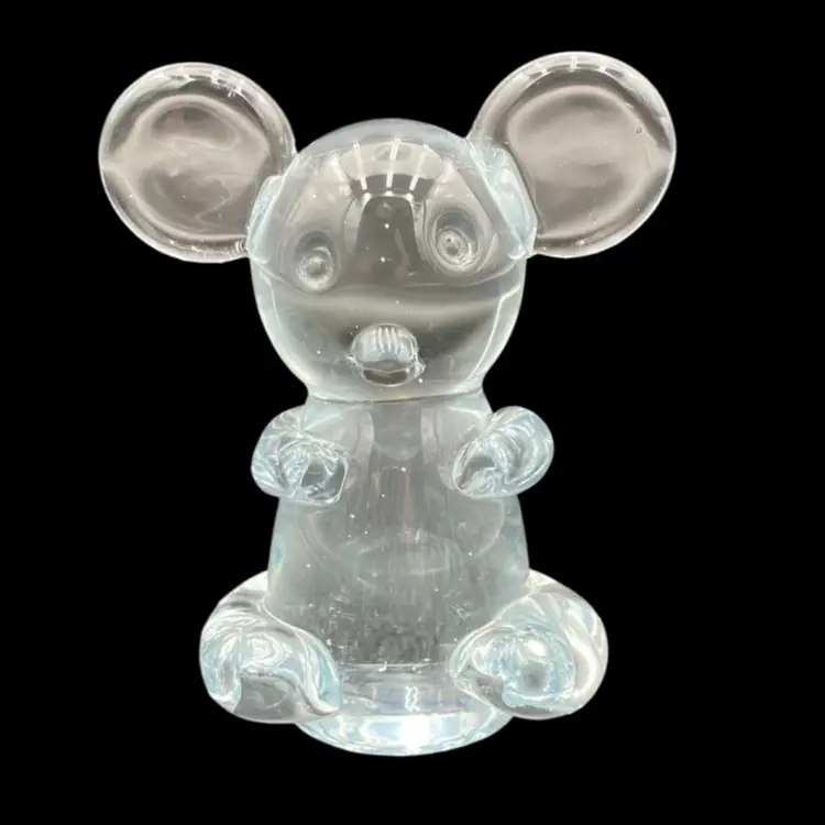 Vintage Clear Glass Koala Bear/Mouse Paperweight, 4.5” Tall, Heavy