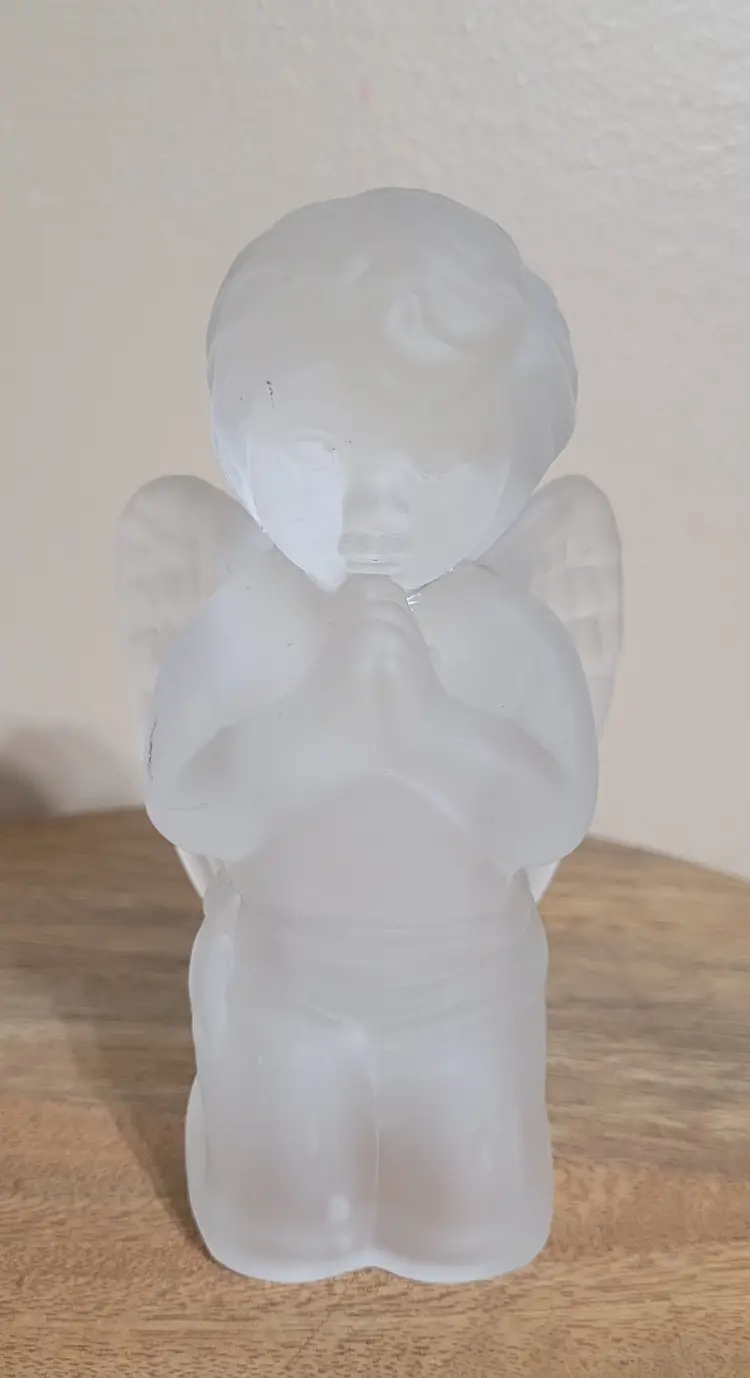 Satin Translucent Kneeling Angel Candleholder 5.5"