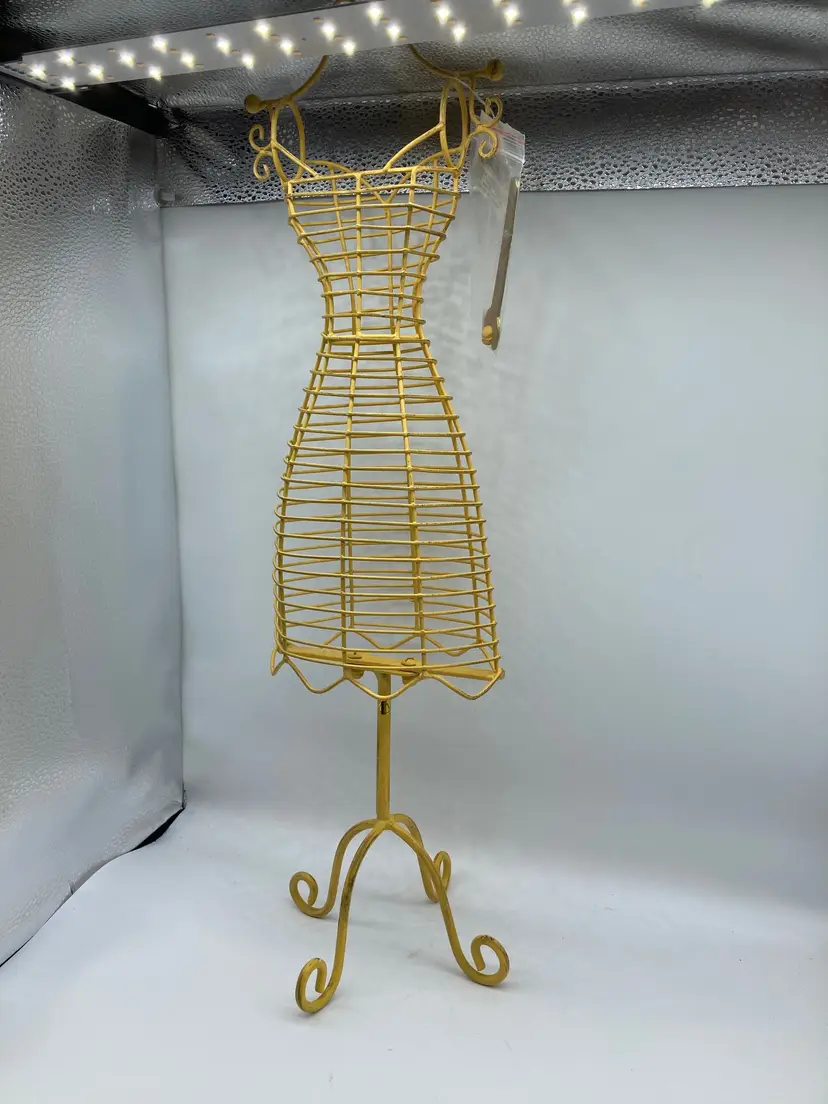 Yellow Painted Wire Dress Form Decor