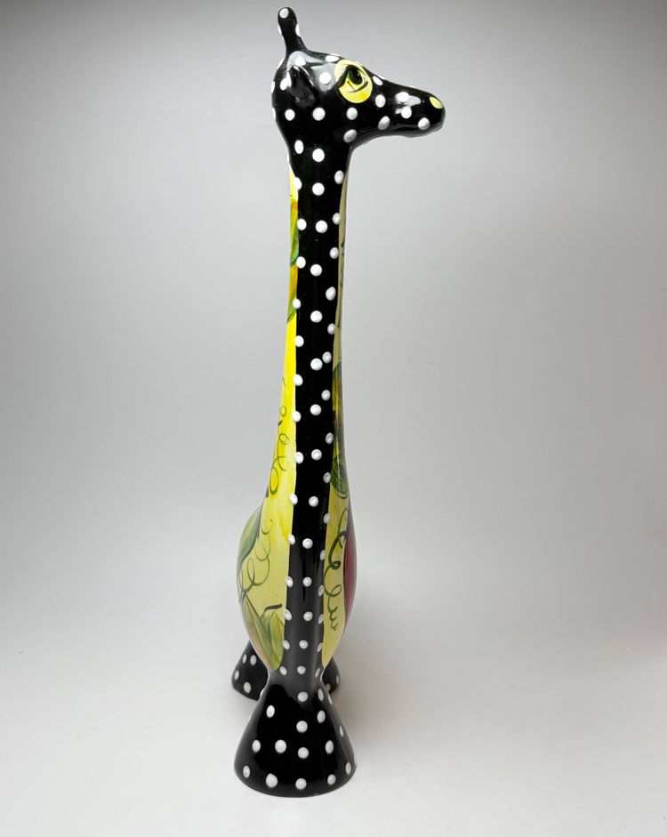 Anatoly Turov Russian Art Giraffe Figure Black Polka Dots Chili Peppers Signed