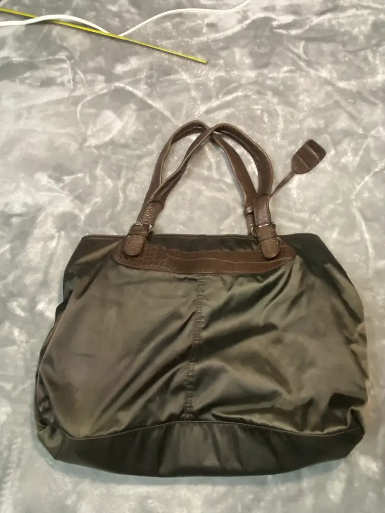 DKNY Large Three Compartment Purse, Dark Green, 16” Wide