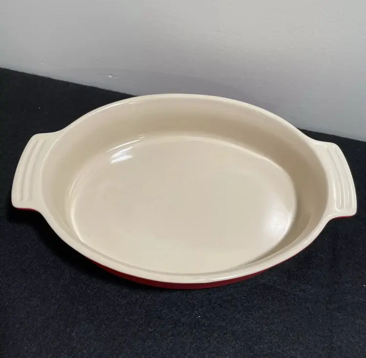 LE CREUSET-Stoneware Cooking/Baking Ceramic 10 1/2“x8''x2'' Oval Dish Red 09-48