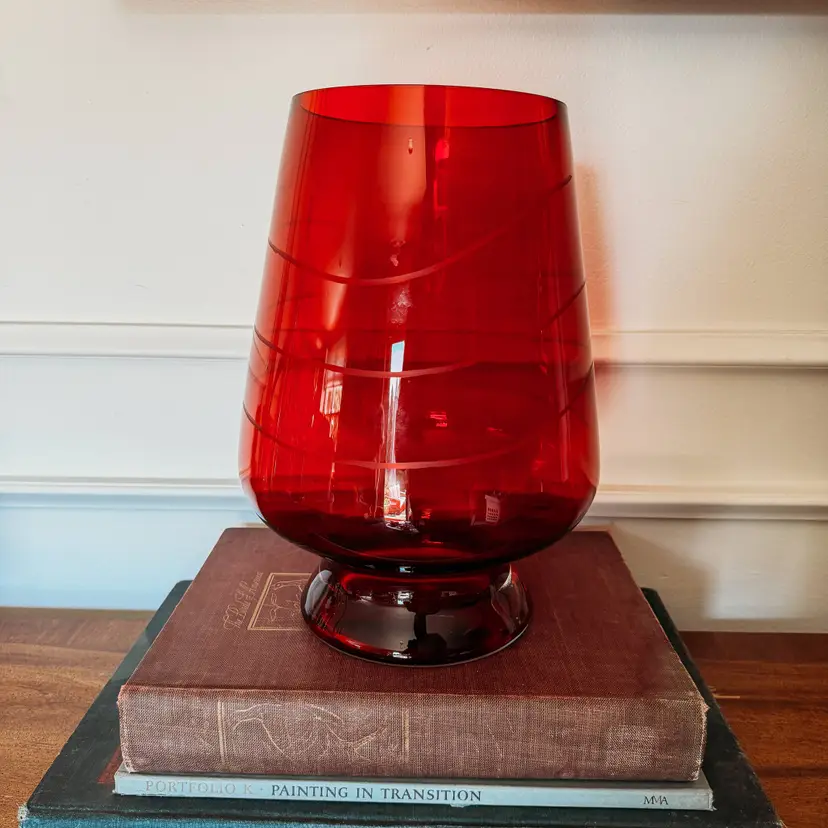Partylite Crimson Glass Hurricane