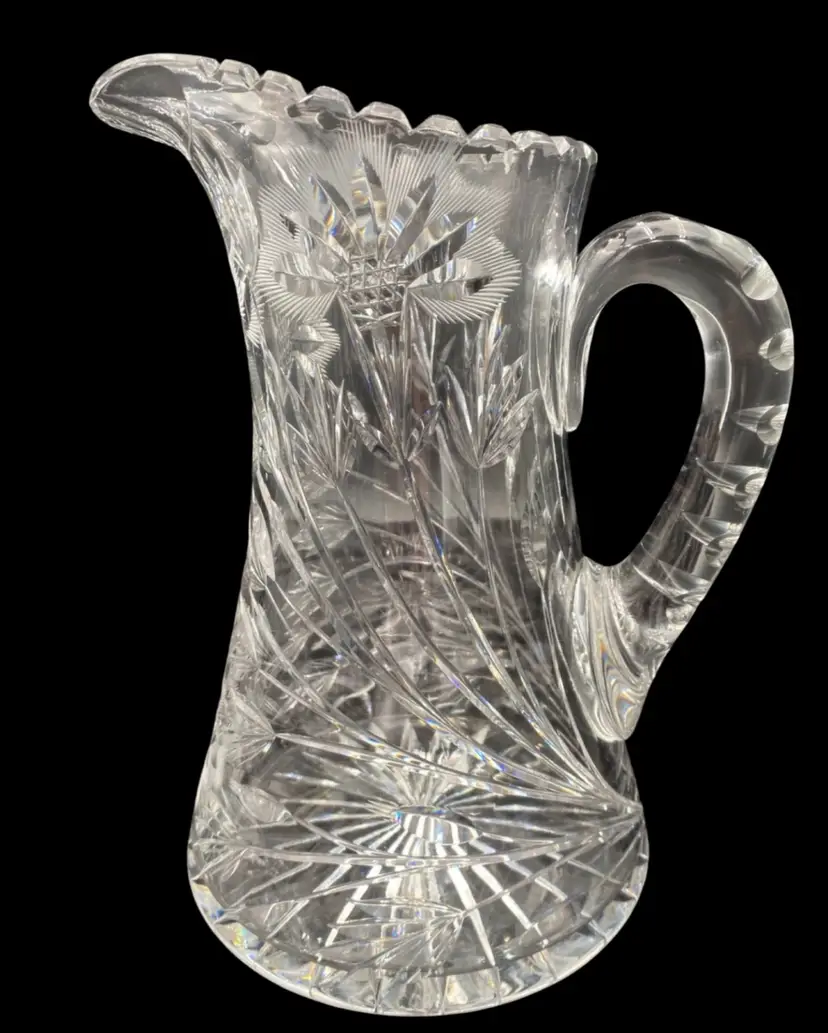 Antique American Brilliant Period, Irving Glass Co. "Victrola" Crystal Pitcher