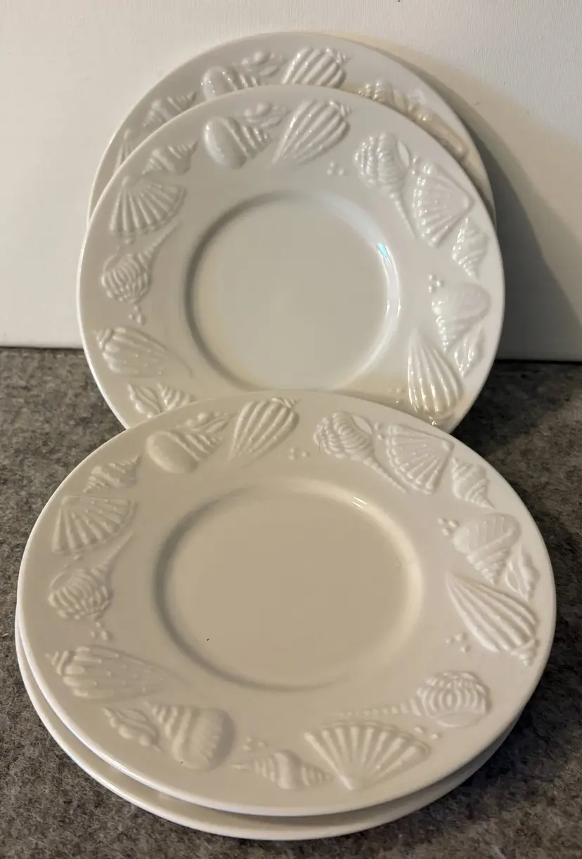 4 Lynns China Seashore Stoneware Saucers 6.25"