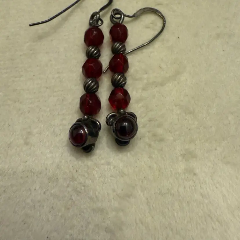 Antique Sterling Garnet Earrings