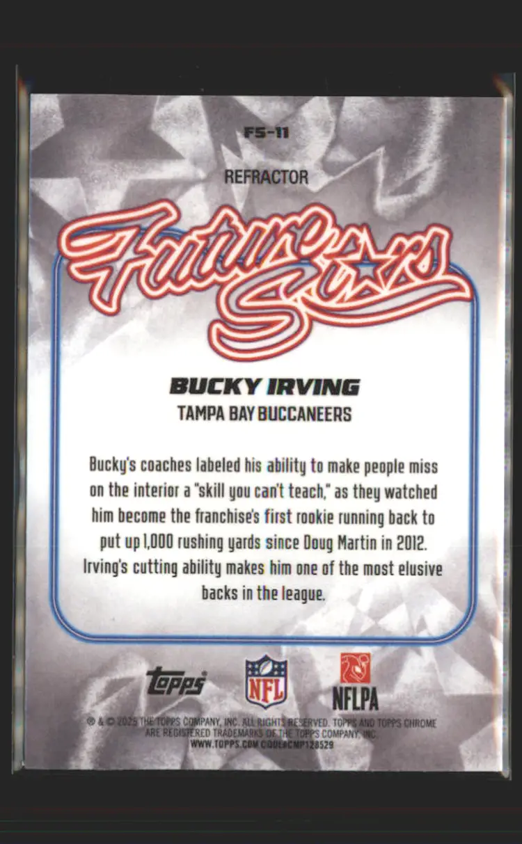 Bucky Irving 2025 Topps Chrome Future Stars Refractor #FS-11 - (138) - Tampa Bay Buccaneers