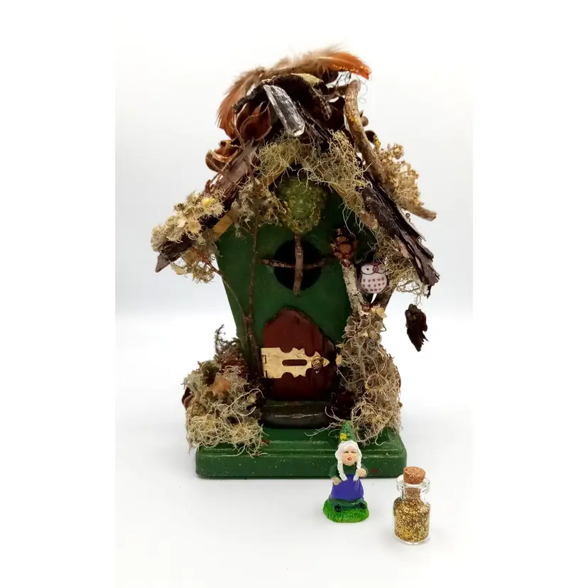 Handmade Fairy House, Lots of Cute Details! Extremely Delicate, Wood,  Moss,  Witch