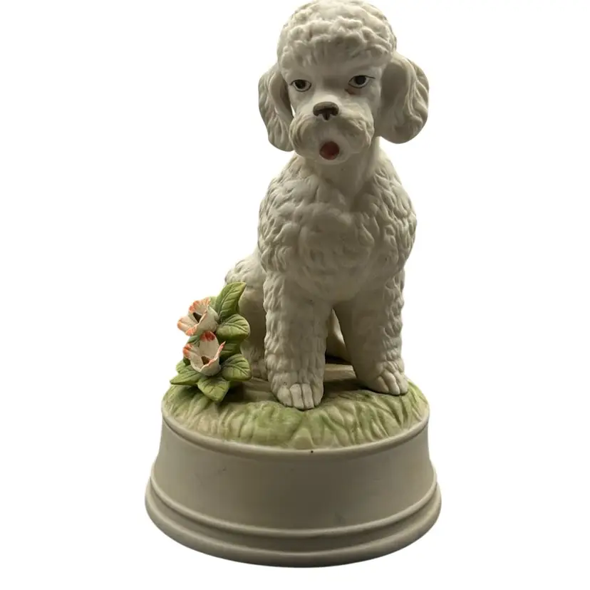 Vintage Gorham White Poodle Music Box