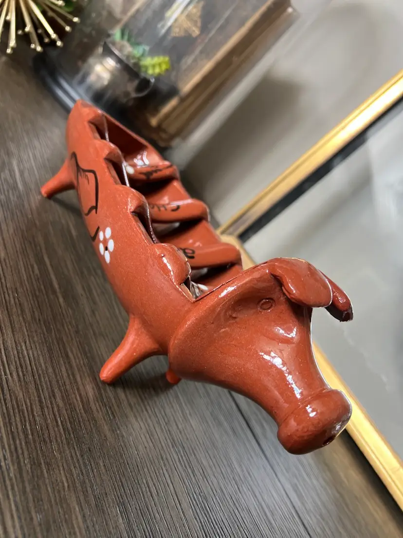 Clay Terra-Cotta Pig Shaped Sausage, Roaster Holder, 11 Inches Long