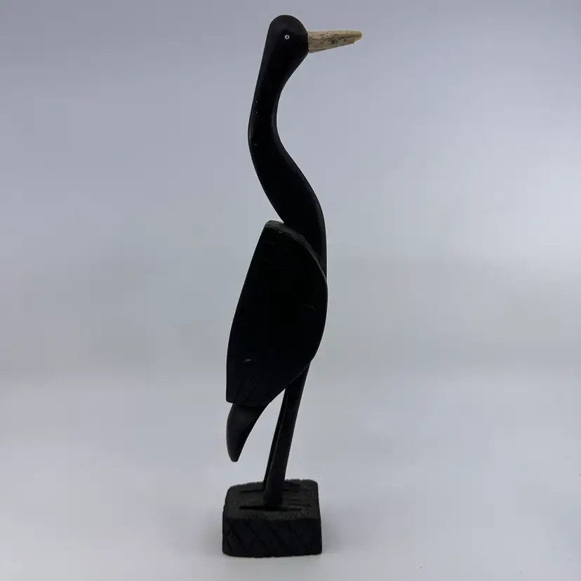 Black Carved Wooden Shorebird 13”