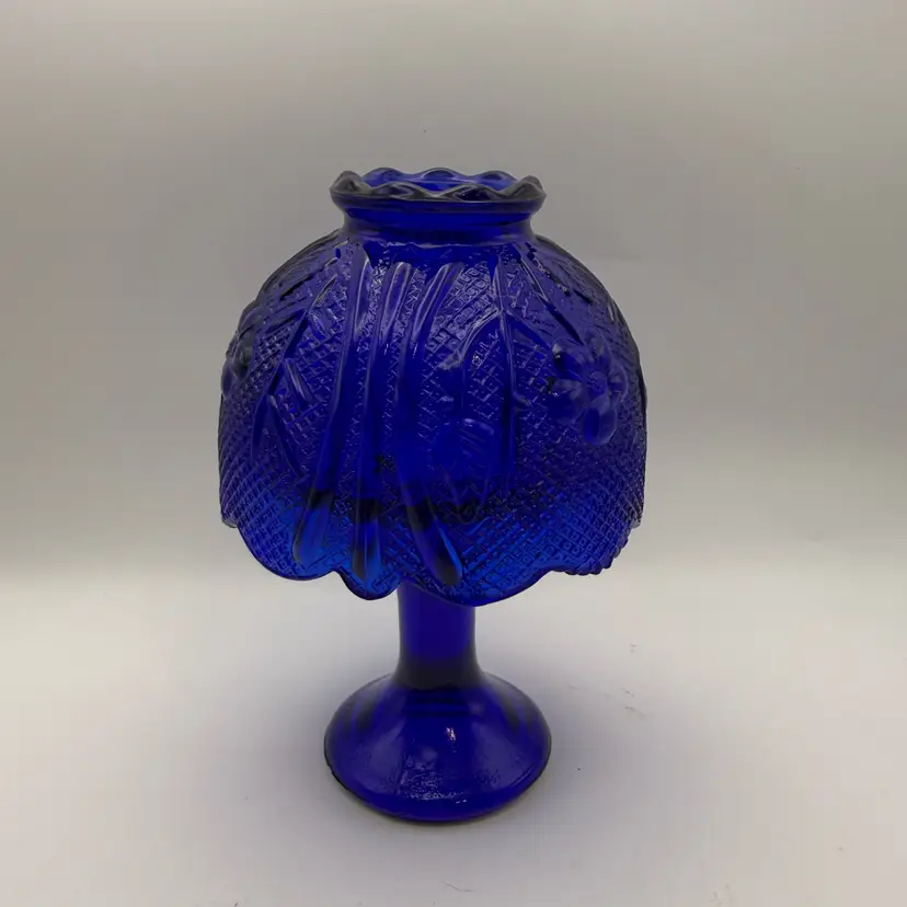 Vintage Indiana Glass Cobalt Blue Two Piece Fairy Lamp