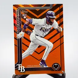 Chandler Simpson 2025 Topps Update RC Orange Holiday Foil RC #US277 Tampa Bay Rays