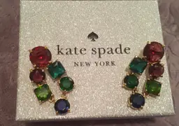 Kate Spade Hard To Find Chandelier Post Earrings Six Colorful Jewels - Stunning!