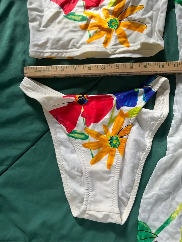 1990s MEDIUM Rachel Pappo By Diva 3-Pc Bikini & Maxi Cover ELASTIC May Need Fix