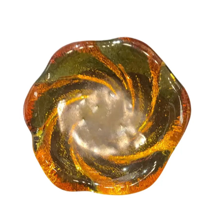 Fenton Amber Glass Trinket/Ashtray Dish